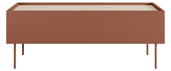 Stolik kawowy Desin 120 cm z szufladami - ceramic red / dąb nagano