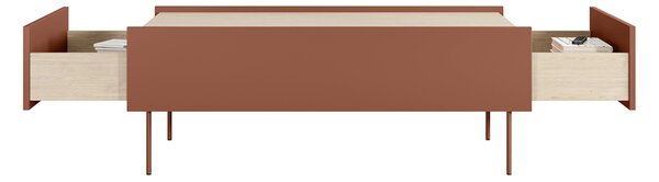 Stolik kawowy Desin 120 cm z szufladami - ceramic red / dąb nagano