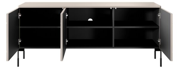 Szafka RTV trzydrzwiowa Sonatia na metalowych nogach 150 cm - kaszmir