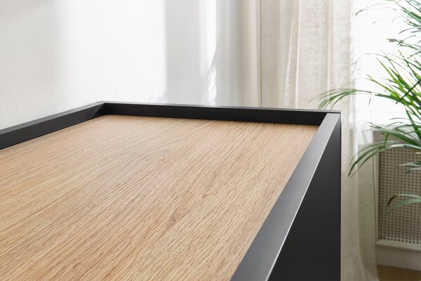 Komoda Desin 120 cm dwudrzwiowa - czarny mat / dąb nagano