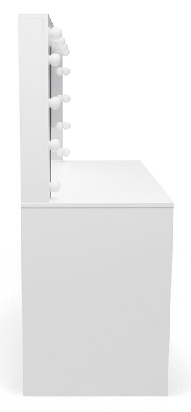 Toaletka Velinio XL 120 cm z szufladami i oświetleniem - biały
