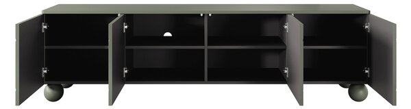 Szafka RTV Sonatia II 200 cm czterodrzwiowa na nogach kulach - oliwka