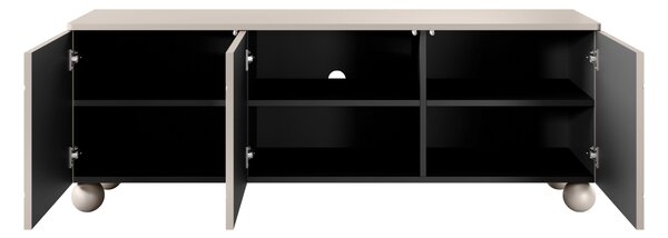 Szafka RTV trzydrzwiowa Sonatia II 150 cm na nogach kulach - kaszmir