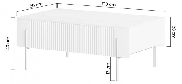 Stolik kawowy Malmi 100 cm z szufladami - kaszmir / złote nóżki