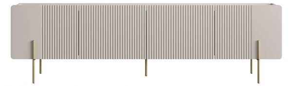 Szafka RTV Malmi 200 cm - kaszmir / crema bianca / złote nóżki