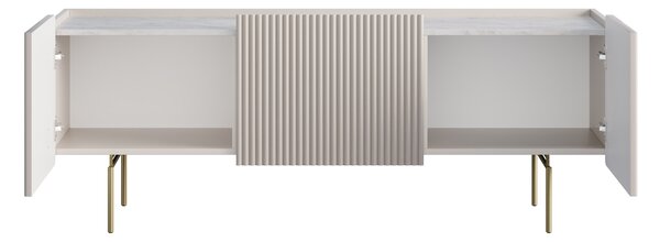 Szafka RTV Malmi 150 cm - kaszmir / crema bianca / złote nóżki