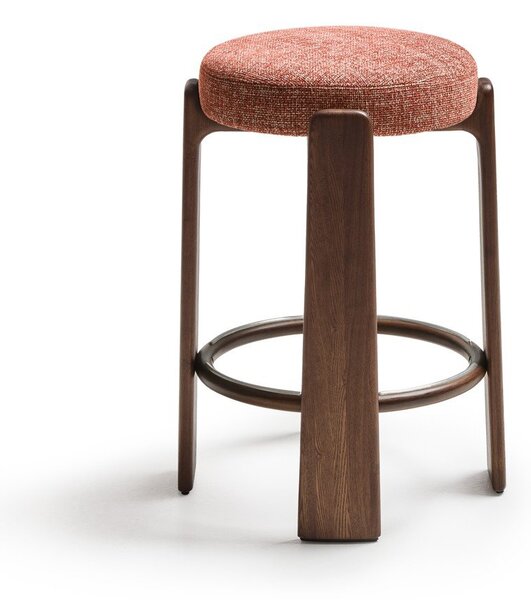 Hoker z litego drewna jesionowego w ceglasto-ciemnonaturalnym kolorze (wysokość siedziska 75 cm) Granite – Kave Home