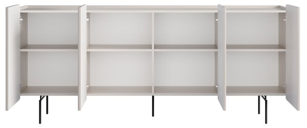 Komoda Malmi 200 cm czterodrzwiowa - kaszmir / czarne nóżki
