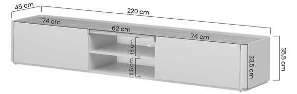 Szafka RTV Elivo 220 cm z szufladą - kaszmir / dąb olejowany