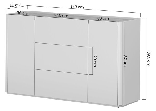 Komoda Elivo 150 cm z szufladami - kaszmir / dąb olejowany