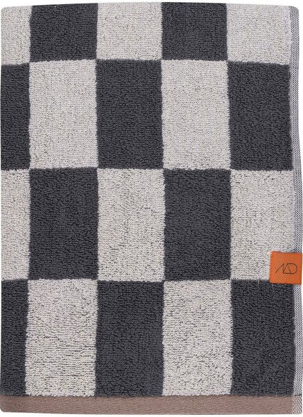 Antracytowo-beżowy ręcznik kąpielowy z bawełny organicznej frotte 70x133 cm Retro – Mette Ditmer Denmark