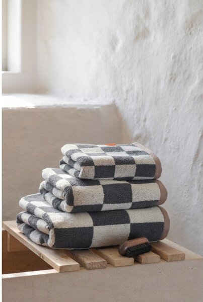 Antracytowo-beżowe ręczniki z bawełny organicznej frotte zestaw 2 szt. 40x55 cm Retro – Mette Ditmer Denmark