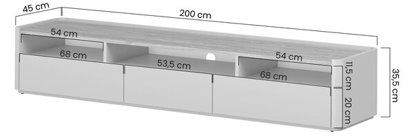 Szafka RTV Elivo 200 cm z dwoma szufladami - kaszmir / dąb olejowany
