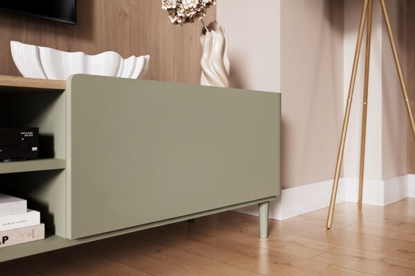 Szafka RTV Elivo 220 cm na nóżkach - eukaliptus / dąb baltic dune