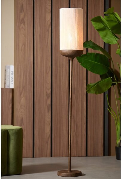 Ciemnobrązowa lampa stojąca z tekstylnym kloszem (wysokość 159 cm) Dania – Light & Living