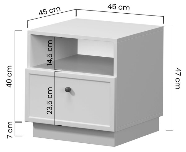 Szafka nocna Lorini z szufladą 45 cm - kaszmir / czarny uchwyt T-bar