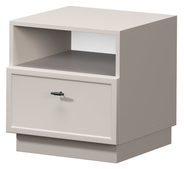 Szafka nocna Lorini z szufladą 45 cm - kaszmir / czarny uchwyt T-bar
