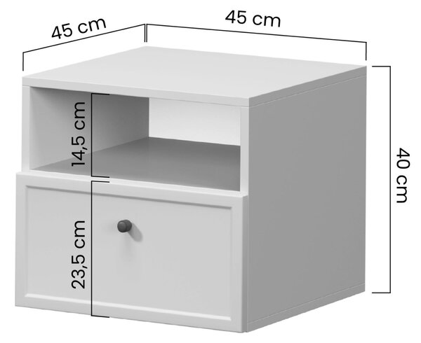 Szafka nocna wisząca Lorini z szufladą 45 cm - kaszmir / złoty uchwyt T-bar