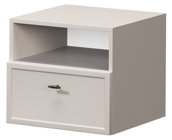 Szafka nocna wisząca Lorini z szufladą 45 cm - kaszmir / czarny uchwyt T-bar
