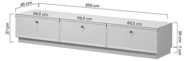 Szafka RTV Lorini 200 cm z szufladami - kaszmir / czarne uchwyty T-bar