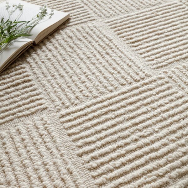 Wełniany dywan tkany ręcznie w kolorze kości słoniowej 120x170 cm Zennith Grid – Asiatic Carpets