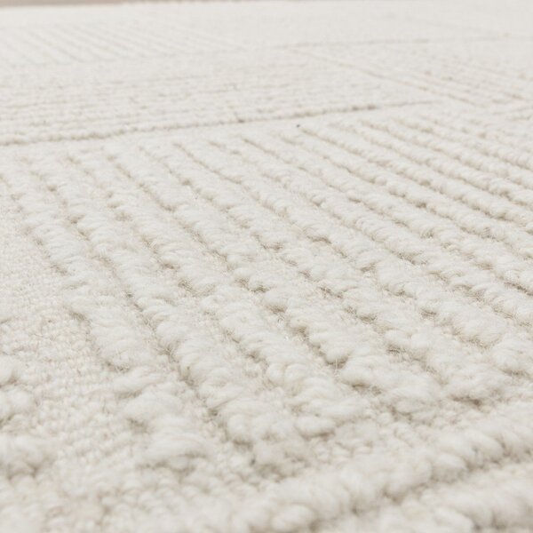 Wełniany dywan tkany ręcznie w kolorze kości słoniowej 120x170 cm Zennith Grid – Asiatic Carpets