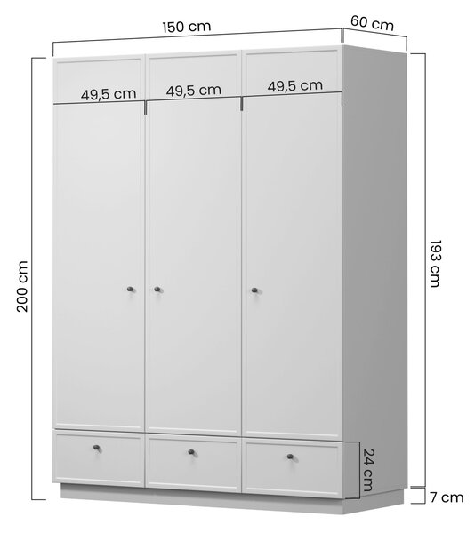 Szafa Lorini 150 cm z półkami - kaszmir / złote uchwyty T-bar