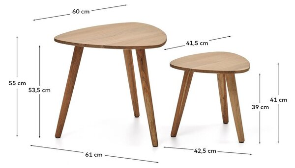 Stoliki z litego drewna akacjowego zestaw 2 szt. 60x61 cm Duvani – Kave Home