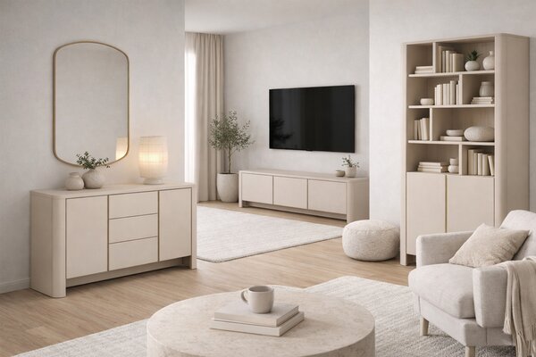 Komoda Sorrenti 168 cm z szufladami - kaszmir / złoty