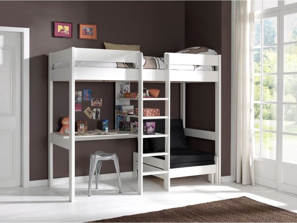 Białe podwyższone łóżko dziecięce 90x200 cm Pino – Vipack