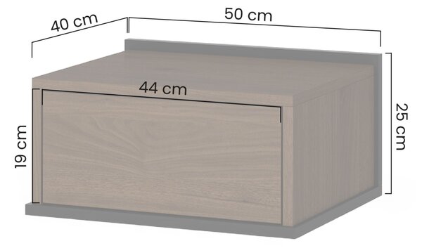 Szafka nocna wisząca Zenar z szufladą 50 cm - orzech elegant / czarny