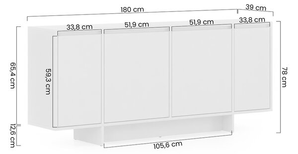 Komoda czterodrzwiowa Zolia 180 cm na cokole - orzech elegant