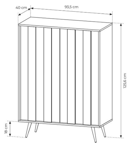 Komoda wysoka Flaro 93 cm z oświetleniem - dąb dunin
