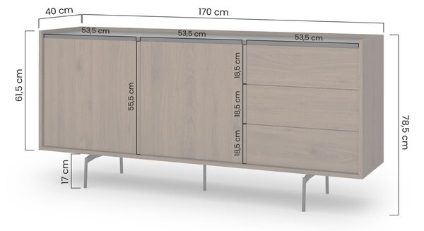 Komoda Zenar 170 cm z szufladami - orzech elegant / czarny