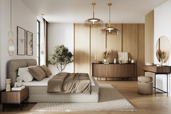 Komoda Zenar 200 cm czterodrzwiowa - orzech elegant / czarny