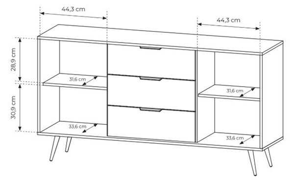 Komoda Flaro 153 cm z szufladami - dąb dunin