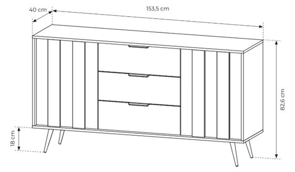 Komoda Flaro 153 cm z szufladami - dąb dunin
