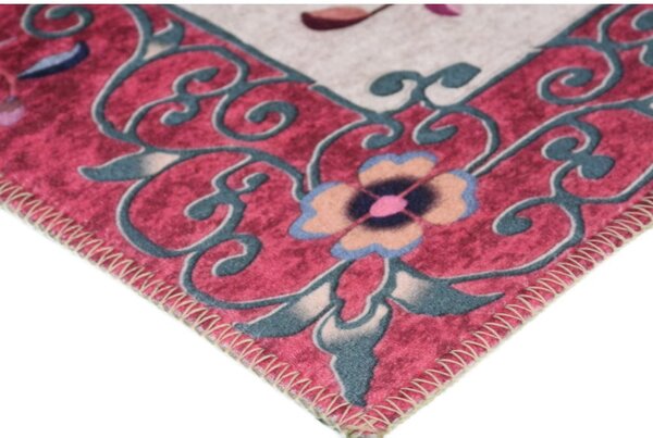 Czerwono-kremowy dywan odpowiedni do prania 80x50 cm – Vitaus