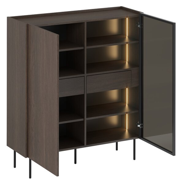 Witryna Dunari 120 cm dwudrzwiowa z ukrytymi szufladami - dąb dunin