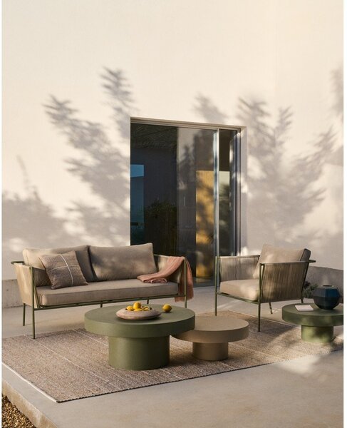 Zielono-beżowa tapicerowana sofa ogrodowa Zivia – Kave Home