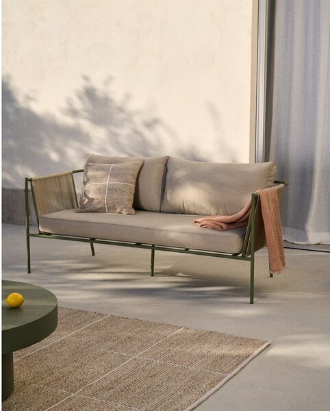 Zielono-beżowa tapicerowana sofa ogrodowa Zivia – Kave Home