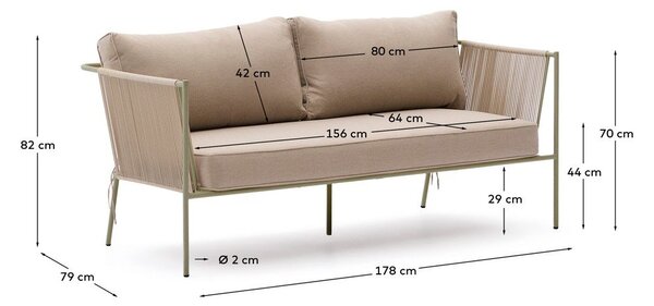 Zielono-beżowa tapicerowana sofa ogrodowa Zivia – Kave Home