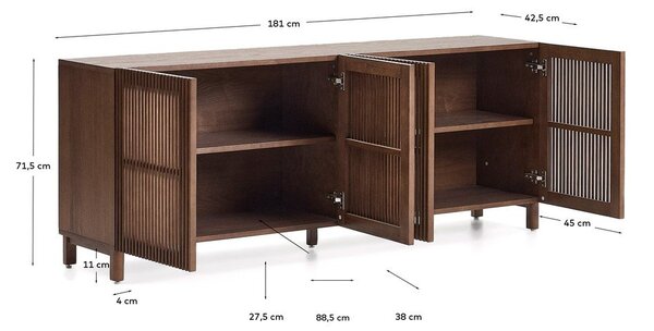 Ciemnobrązowa komoda w dekorze orzecha 181x71,5x42,5 cm Beyla – Kave Home