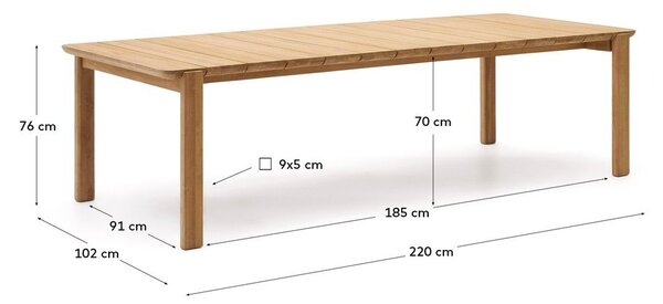 Stół ogrodowy z litego drewna tekowego 102x220 cm Icaro – Kave Home