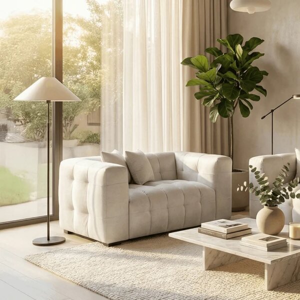 Sofa MODERNO 2S Dwuosobowa Kremowa Welurowa Nowoczesna