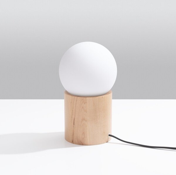 Biało-naturalna lampa stołowa ze szklanym kloszem (wysokość 21 cm) Surtur – Sollux