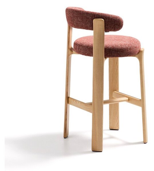 Hoker z litego drewna jesionowego w ceglasto-naturalnym kolorze (wysokość siedziska 75 cm) Granite – Kave Home