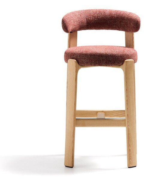 Hoker z litego drewna jesionowego w ceglasto-naturalnym kolorze (wysokość siedziska 75 cm) Granite – Kave Home