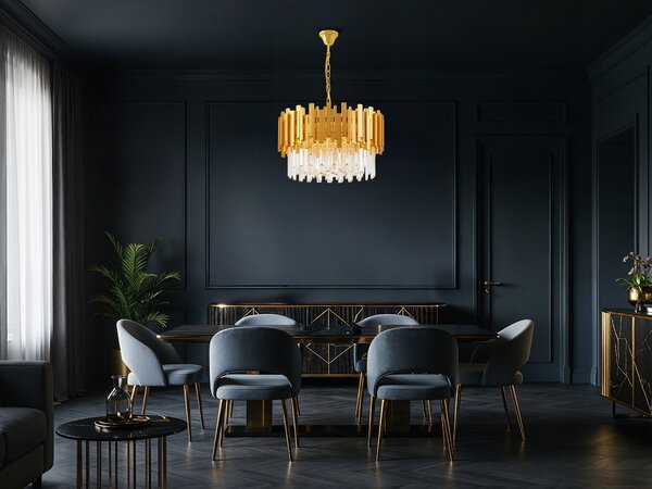 LAMPA WISZĄCA ŻYRANDOL KRYSZTAŁOWY ZŁOTY FERA D50