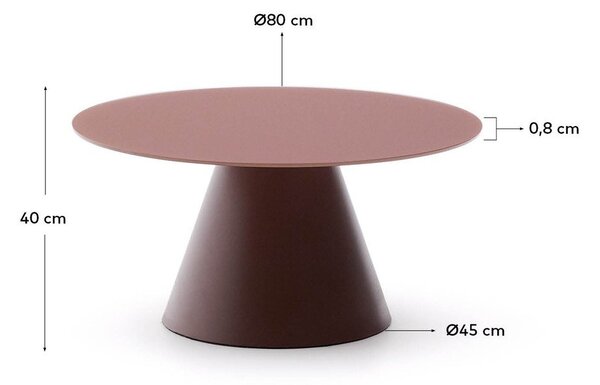 Okrągły stolik ze szklanym blatem w kolorze terakoty ø 80 cm Wilshire – Kave Home
